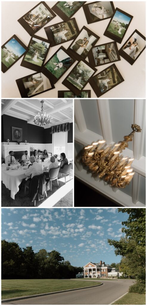 Reception details and the tree-lined drive leading to Langdon Hall